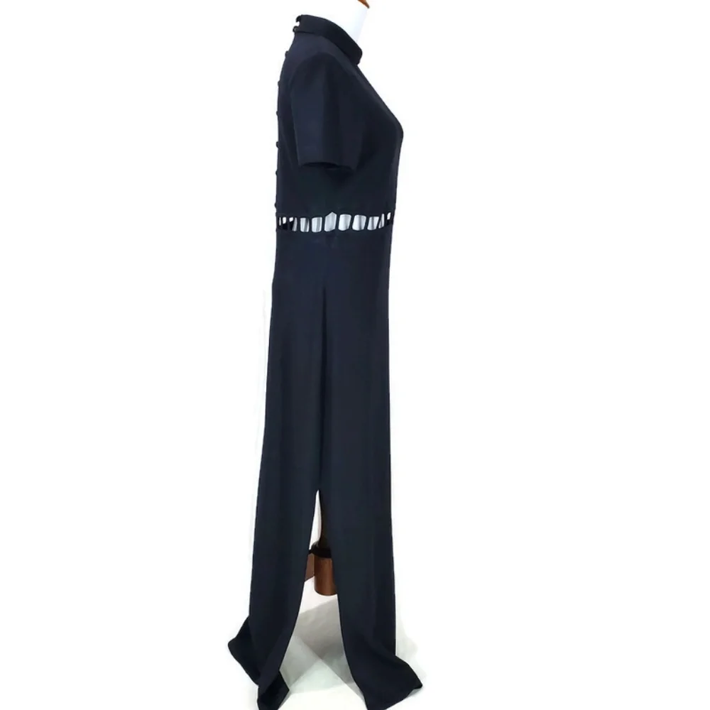 Vtg. St.John Evening Santana Knit Black Cut Out Maxi Dress Black Tie Formal - Picture 6 of 16